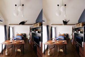 築25年マンションリノベ | 黒猫とウォールナット ~パパ、おかえりニャさい~